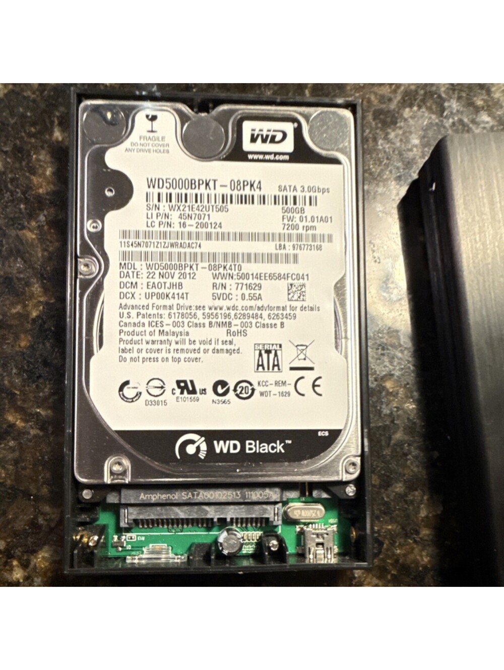 Enermax Western Digital WD Black 500GB 2.5" SATA Portable External HDD Enclosure